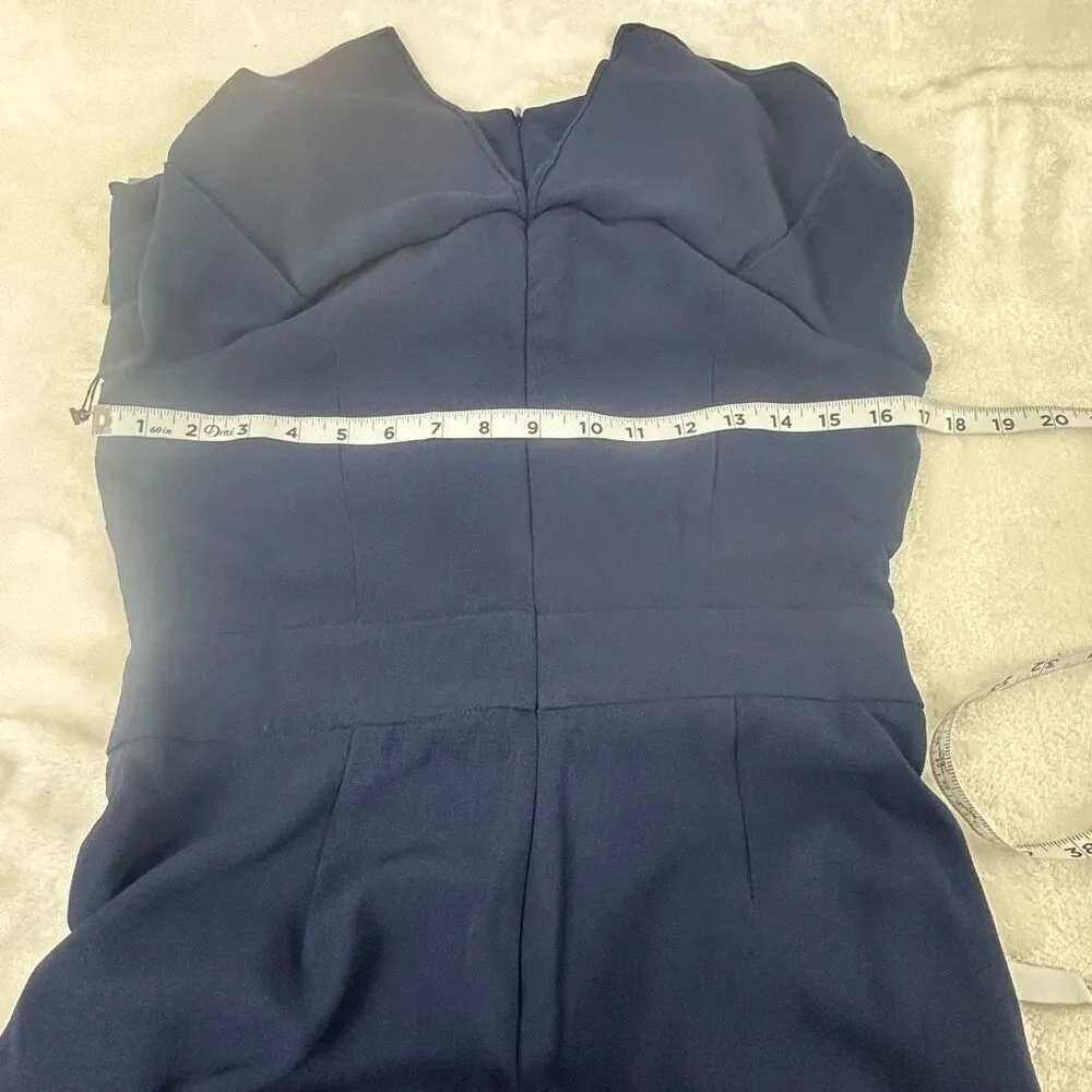 Vince Camuto Women's 6 Petite Blouson Tier‎ Jumpsuit Navy Blue Semi Formal New